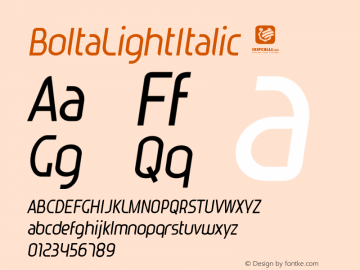☞Bolta Light Italic Version 1.0 Mayo 15, 2012;com.myfonts.ixipcalli.bolta.light-italic.wfkit2.3PJo图片样张