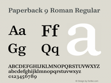 Paperback 9 Roman Regular Version 1.000;PS 001.001;hotconv 1.0.38图片样张