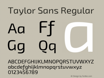 Taylor Sans Regular Version 1.001 September 8, 2015图片样张