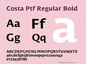 Costa Ptf Regular Bold Version 2.001;PS 001.001;hotconv 1.0.38图片样张