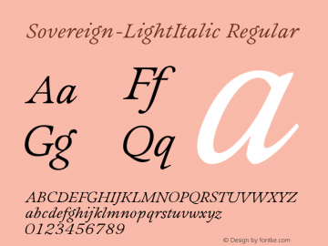 Sovereign-LightItalic Regular 001.000 Font Sample