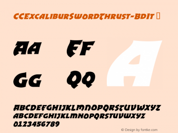 ☞CCExcaliburSwordThrust Bold Italic Version 1.00 2013; ttfautohint (v1.5);com.myfonts.easy.comicraft.excalibur-sword.thrust-bold-italic.wfkit2.version.4nDT图片样张