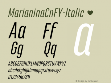 ☞Marianina Cn FY Italic Version 1.000;com.myfonts.easy.fontyou.marianina-fy.cn-italic.wfkit2.version.4f2s图片样张