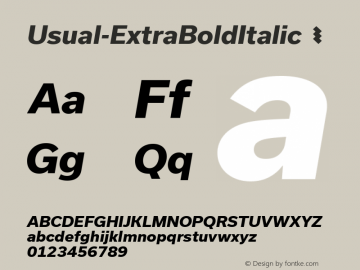 ☞Usual-ExtraBoldItalic Version 1.001;com.myfonts.easy.r-type.usual.extra-bold-italic.wfkit2.version.4vR6图片样张