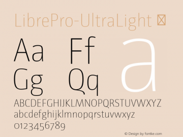 ☞LibrePro-UltraLight Version 1.003;com.myfonts.easy.jha.libre-pro.ultra-light.wfkit2.version.43zQ图片样张