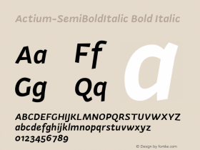 Actium-SemiBoldItalic Bold Italic Version 1.002图片样张