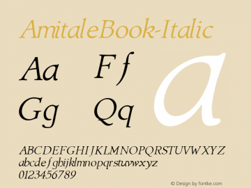 ☞AmitaleBook-Italic Version 1.000 2008 initial release;com.myfonts.easy.bergsland.amitale.book-italic.wfkit2.version.357a图片样张