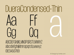 ☞Duera Condensed Thin Version 1.000;com.myfonts.easy.mawns.duera.condensed-thin.wfkit2.version.4CZk图片样张