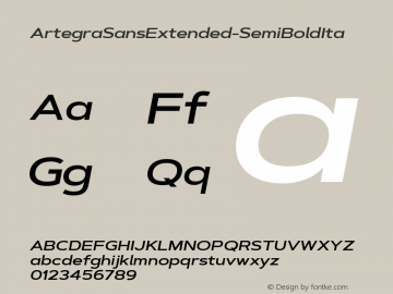 ☞Artegra Sans Extended SemiBold Italic Version 1.001;com.myfonts.easy.artegra.artegra-sans.extend-semibold-italic.wfkit2.version.4PF6图片样张
