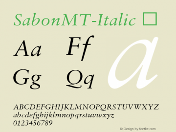 ☞Sabon MT Italic Version 1.0 - December 1, 1994;com.myfonts.easy.mti.sabon.mt-italic.wfkit2.version.3Nmn图片样张