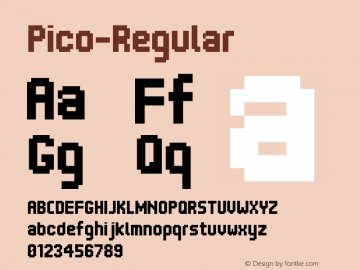 ☞Pico Regular Version 1.300;PS 1.300;hotconv 1.0.88;makeotf.lib2.5.647800;com.myfonts.easy.design.pico.regular.wfkit2.version.4EvP图片样张