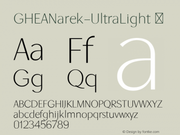 ☞GHEANarek-UltraLight Version 1.000;com.myfonts.easy.armtype.ghea-narek.ultra-light.wfkit2.version.3GaH图片样张