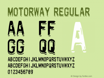 Motorway Regular Version 1.0 Font Sample