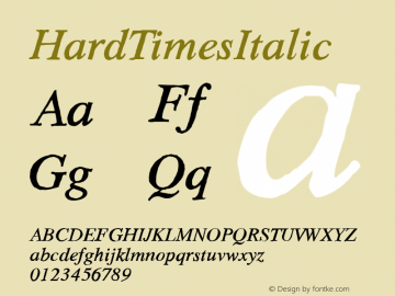 ☞HardTimesItalic Version 001.001;com.myfonts.easy.wiescherdesign.hardtimes-roman.hardtimes-italic.wfkit2.version.3AtU图片样张