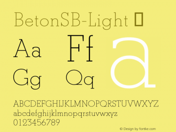 ☞BetonSB-Light OTF 1.000; PS 001.00;Core 1.0.0; ttfautohint (v0.96) -l 8 -r 50 -G 200 -x 14 -w 