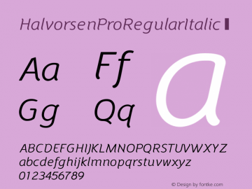 ☞HalvorsenPro RegularItalic Version 2.000;com.myfonts.australiantype.halvorsen-pro.regular-italic.wfkit2.3yiH图片样张