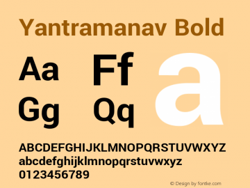 Yantramanav Bold Version 1.000;PS 1.0;hotconv 1.0.72;makeotf.lib2.5.5900; ttfautohint (v1.3)图片样张