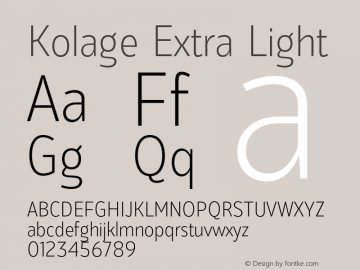 Kolage Extra Light Version 1.000;hotconv 1.0.109;makeotfexe 2.5.65596图片样张