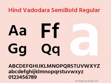 Hind Vadodara SemiBold Regular Version 0.702;PS 1.0;hotconv 1.0.81;makeotf.lib2.5.63406 Font Sample