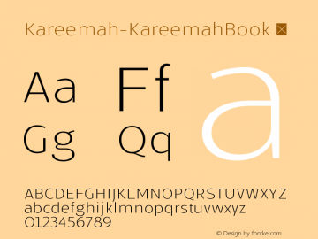 ☞Kareemah Kareemah Book Version 1.002;PS 001.002;hotconv 1.0.88;makeotf.lib2.5.64775;com.myfonts.easy.sea-types.kareemah.book.wfkit2.version.4Mcj图片样张