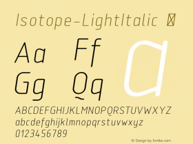 ☞Isotope-LightItalic Version 1.000;com.myfonts.scannerlicker.isotope.light-italic.wfkit2.3Shy图片样张