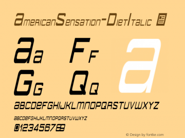 ☞American Sensation Diet Italic Version 1.00 April 29, 2010, initial release;com.myfonts.easy.megamistudios.american-sensation.diet-italic.wfkit2.version.3qTu图片样张