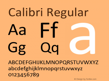 Calibri Regular Version 0.90 Font Sample