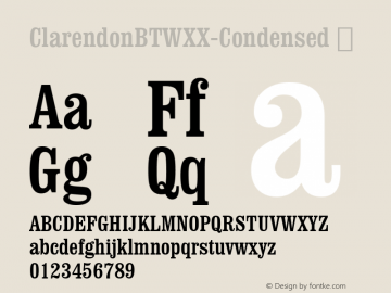 ☞Clarendon BT WXX Condensed Version 1.10;com.myfonts.easy.bitstream.clarendon-pro.condensed.wfkit2.version.4R2R图片样张