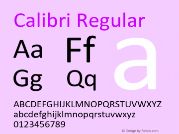 Calibri Regular Version 1.02 Font Sample
