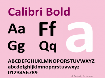 Calibri Bold Version 1.02 Font Sample