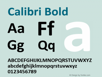 Calibri Bold Version 5.00 Font Sample