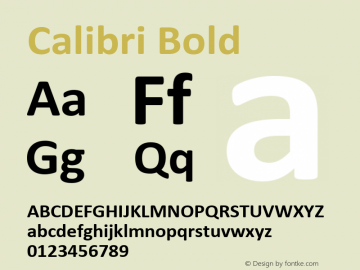 Calibri Bold Version 5.62 Font Sample