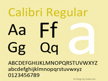 Calibri Regular Version 5.62 Font Sample