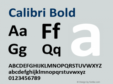 Calibri Bold Version 5.72 Font Sample