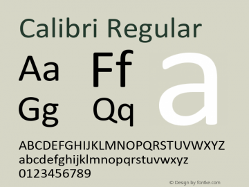 Calibri Regular Version 5.72 Font Sample