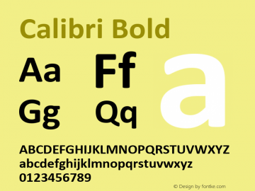 Calibri Bold Version 1.01 Font Sample