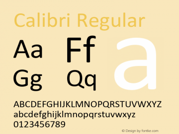 Calibri Regular Version 5.86 Font Sample