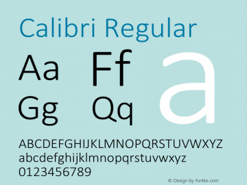 Calibri Regular Version 2.10 Font Sample