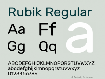 Rubik Regular Version 1.002 Font Sample