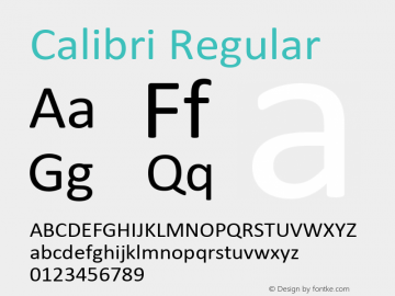 Calibri Regular Version 5.73 Font Sample