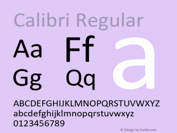 Calibri Regular Version 5.90 Font Sample