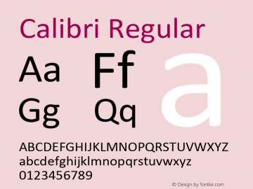 Calibri Regular Version 5.87 Font Sample