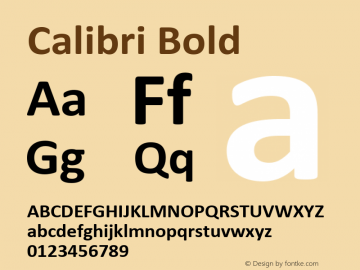 Calibri Bold Version 5.87 Font Sample