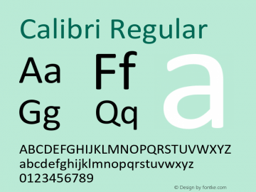 Calibri Regular Version 6.00 Font Sample