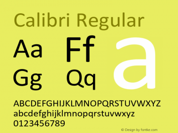 Calibri Regular Version 6.10 Font Sample