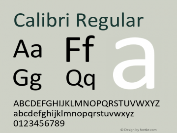 Calibri Regular Version 6.11 Font Sample