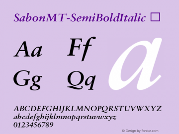 ☞Sabon MT Semi Bold Italic Version 1.00;com.myfonts.easy.mti.sabon.mt-semi-bold-italic.wfkit2.version.3Nmo图片样张