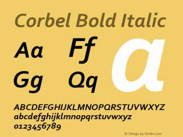 Corbel Bold Italic Version 1.01图片样张