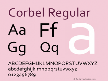 Corbel Regular Version 5.61 Font Sample