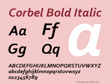 Corbel Bold Italic Version 5.61图片样张